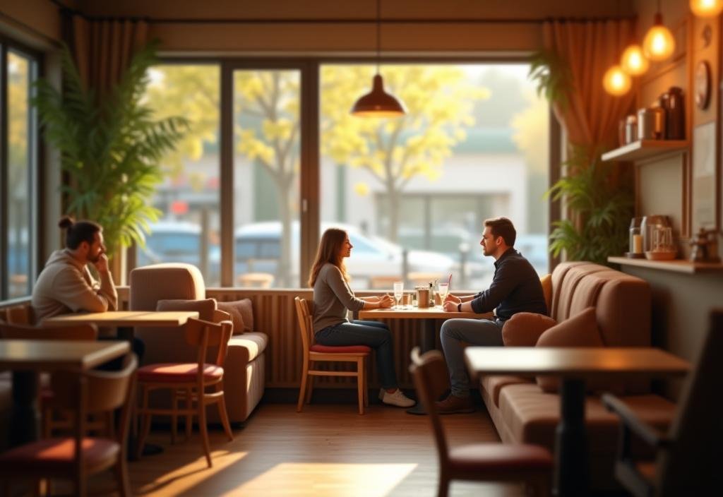 Cozy interior seating area of The Entrance Cafe with customers enjoying their time