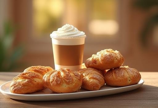 Coffee and pastry combo promotion displayed invitingly